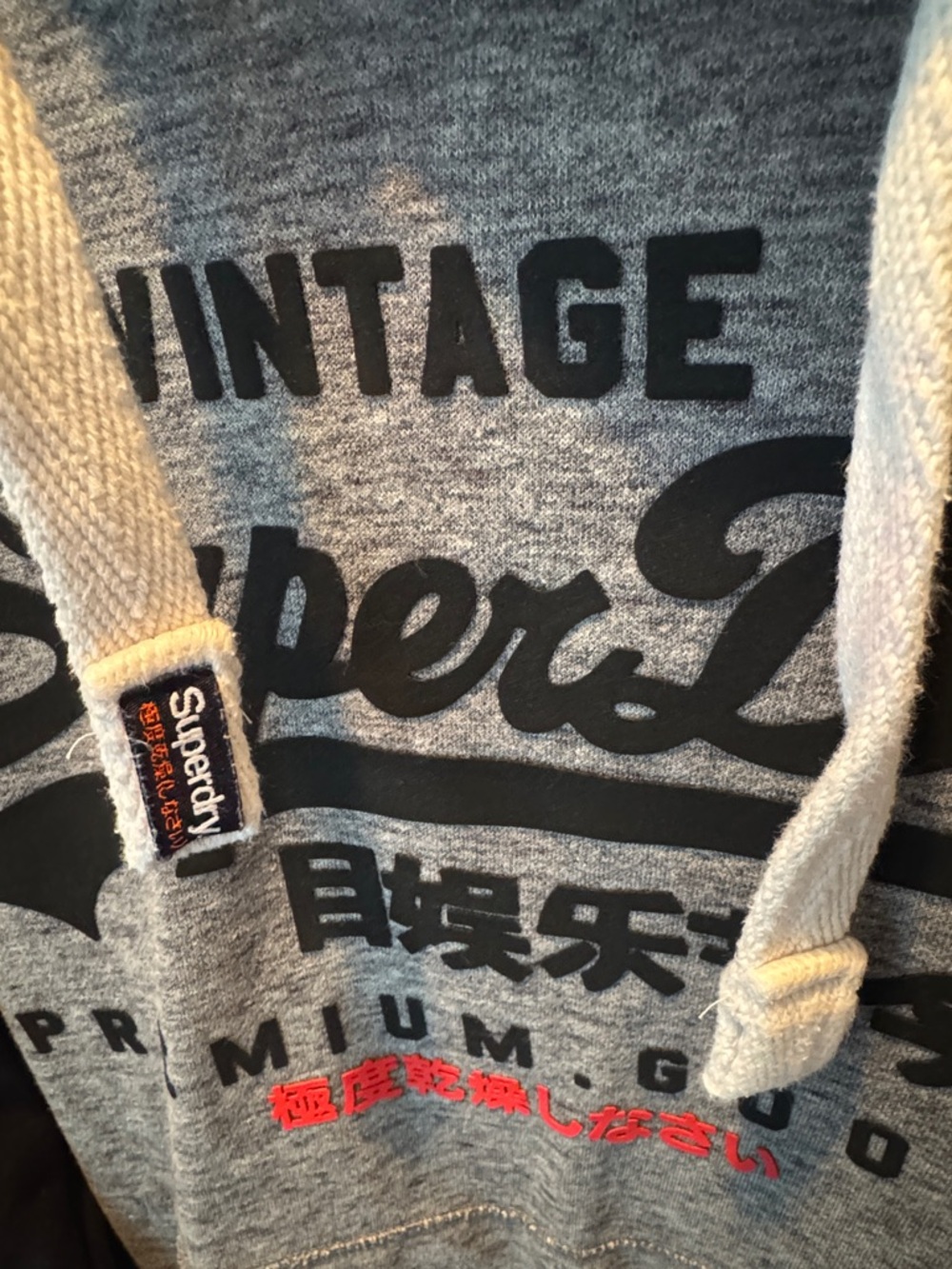 Superdry Gray and Black Vintage Logo Hooded Sweatshirt Size XL - Picture 5 of 6